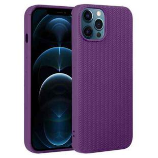 For iPhone 12 Pro Max Weave Texture Silicone Phone Case(Purple)