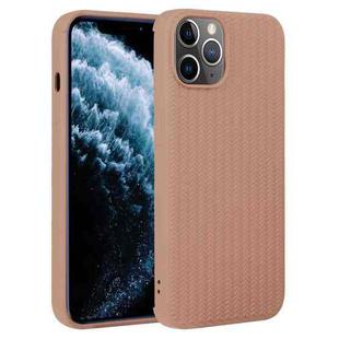For iPhone 11 Pro Max Weave Texture Silicone Phone Case(Brown)