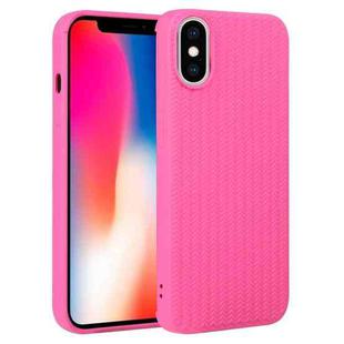 For iPhone X / XS Weave Texture Silicone Phone Case(Rose Red)