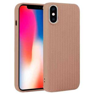 For iPhone X / XS Weave Texture Silicone Phone Case(Brown)