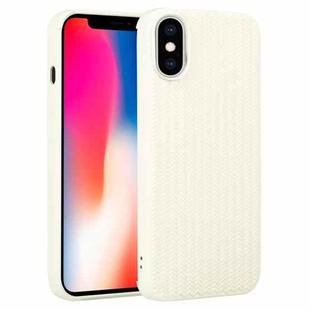 For iPhone X / XS Weave Texture Silicone Phone Case(White)