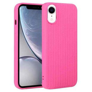 For iPhone XR Weave Texture Silicone Phone Case(Rose Red)