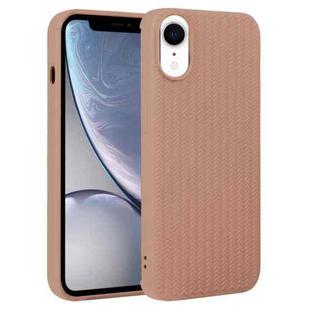For iPhone XR Weave Texture Silicone Phone Case(Brown)