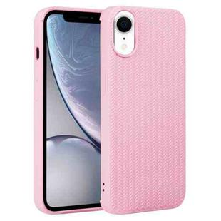 For iPhone XR Weave Texture Silicone Phone Case(Pink)