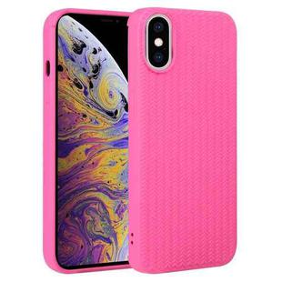 For iPhone XS Max Weave Texture Silicone Phone Case(Rose Red)