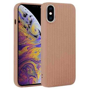 For iPhone XS Max Weave Texture Silicone Phone Case(Brown)