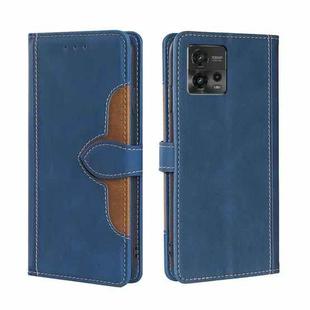 For Motorola Moto G72 4G Skin Feel Magnetic Buckle Leather Phone Case(Blue)