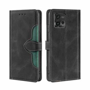For Motorola Moto G72 4G Skin Feel Magnetic Buckle Leather Phone Case(Black)
