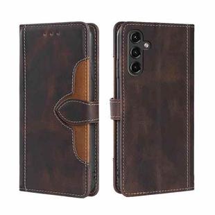 For Samsung Galaxy A14 5G Skin Feel Magnetic Buckle Leather Phone Case(Brown)