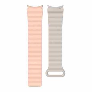 For Samsung Galaxy Watch5 40mm / 44mm Silicone Magnetic Watch Band(Pink Beige)