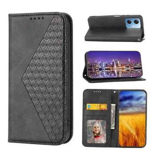 For Xiaomi Redmi Note 12 China Cubic Grid Calf Texture Magnetic Leather Phone Case(Black)