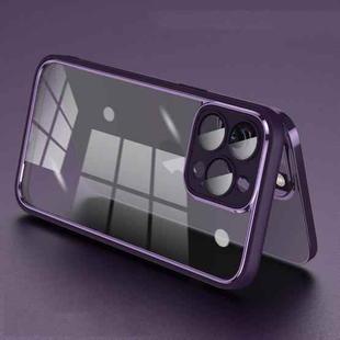 For iPhone 14 Pro Max Electroplated PC Transparent Phone Case(Purple)