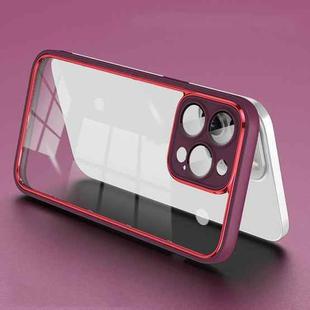 For iPhone 14 Pro Electroplated PC Transparent Phone Case(Red)