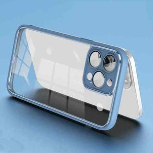 For iPhone 14 Pro Electroplated PC Transparent Phone Case(Blue)