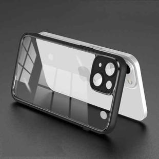 For iPhone 14 Plus Electroplated PC Transparent Phone Case(Black)