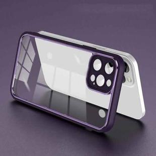 For iPhone 12 Pro Max Electroplated PC Transparent Phone Case(Purple)
