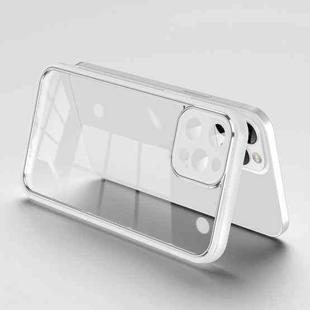 For iPhone 12 Pro Max Electroplated PC Transparent Phone Case(White)