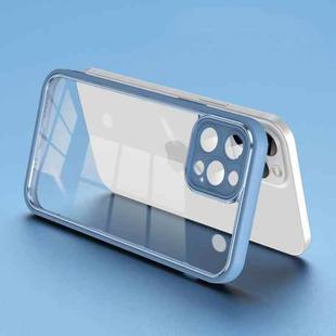 For iPhone 12 Pro Electroplated PC Transparent Phone Case(Blue)