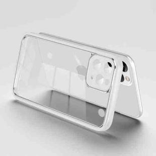 For iPhone 11 Pro Max Electroplated PC Transparent Phone Case(White)