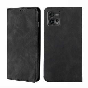 For Motorola Moto G72 4G Skin Feel Magnetic Horizontal Flip Leather Phone Case(Black)