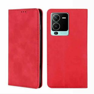 For vivo V25 Pro 5G Skin Feel Magnetic Horizontal Flip Leather Phone Case(Red)