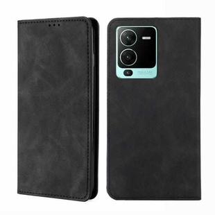 For vivo V25 Pro 5G Skin Feel Magnetic Horizontal Flip Leather Phone Case(Black)