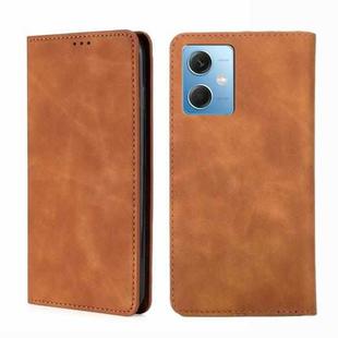 For Xiaomi Redmi Note 12 China Skin Feel Magnetic Horizontal Flip Leather Phone Case(Light Brown)