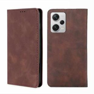 For Xiaomi Redmi Note 12 Pro+ China Skin Feel Magnetic Horizontal Flip Leather Phone Case(Dark Brown)