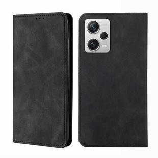 For Xiaomi Redmi Note 12 Pro+ China Skin Feel Magnetic Horizontal Flip Leather Phone Case(Black)