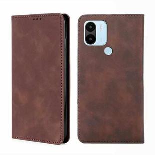 For Xiaomi Redmi A1+ 4G Skin Feel Magnetic Horizontal Flip Leather Phone Case(Dark Brown)