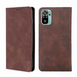 For Xiaomi Redmi Note 11 SE India / Poco M5S 4G Skin Feel Magnetic Horizontal Flip Leather Phone Case(Dark Brown)