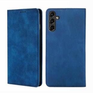 For Samsung Galaxy A14 5G Skin Feel Magnetic Horizontal Flip Leather Phone Case(Blue)