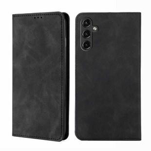 For Samsung Galaxy A14 5G Skin Feel Magnetic Horizontal Flip Leather Phone Case(Black)