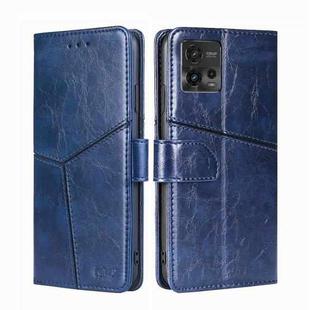 For Motorola Moto G72 4G Geometric Stitching Horizontal Flip Leather Phone Case(Blue)