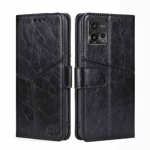 For Motorola Moto G72 4G Geometric Stitching Horizontal Flip Leather Phone Case(Black)