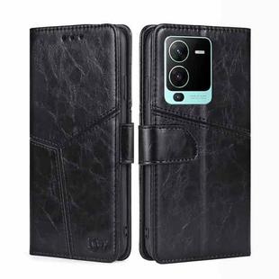 For vivo V25 Pro 5G Geometric Stitching Horizontal Flip Leather Phone Case(Black)