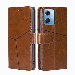 For Xiaomi Redmi Note 12 China Geometric Stitching Horizontal Flip Leather Phone Case(Light Brown)