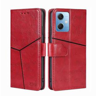 For Xiaomi Redmi Note 12 China Geometric Stitching Horizontal Flip Leather Phone Case(Red)