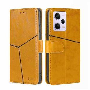 For Xiaomi Redmi Note 12 Pro 5G China Geometric Stitching Horizontal Flip Leather Phone Case(Yellow)
