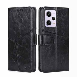 For Xiaomi Redmi Note 12 Pro 5G China Geometric Stitching Horizontal Flip Leather Phone Case(Black)