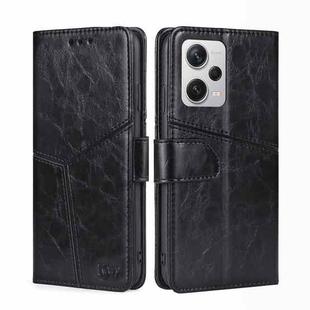 For Xiaomi Redmi Note 12 Pro+ China Geometric Stitching Horizontal Flip Leather Phone Case(Black)