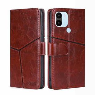 For Xiaomi Redmi A1+ 4G Geometric Stitching Horizontal Flip Leather Phone Case(Dark Brown)