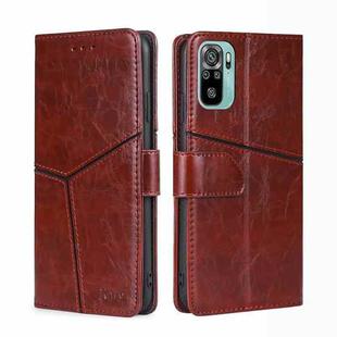 For Xiaomi Redmi Note 11 SE India / Poco M5S 4G Geometric Stitching Horizontal Flip Leather Phone Case(Dark Brown)