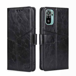 For Xiaomi Redmi Note 11 SE India / Poco M5S 4G Geometric Stitching Horizontal Flip Leather Phone Case(Black)