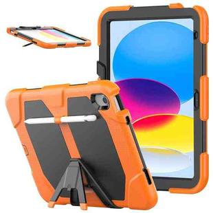 For iPad 10th Gen 10.9 2022 Rugged Silicone Hard PC Tablet Case with Holder(Orange)
