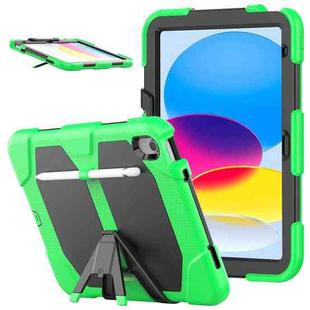 For iPad 10th Gen 10.9 2022 Rugged Silicone Hard PC Tablet Case with Holder(Green)