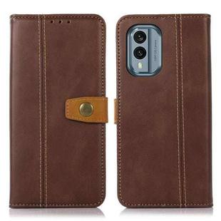 For Nokia X30 5G Stitching Thread Calf Texture Leather Phone Case(Coffee)