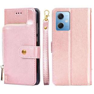 For Xiaomi Redmi Note 12 China Zipper Bag Leather Phone Case(Rose Gold)
