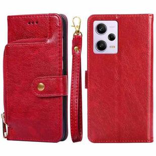 For Xiaomi Redmi Note 12 Pro 5G China Zipper Bag Leather Phone Case(Red)