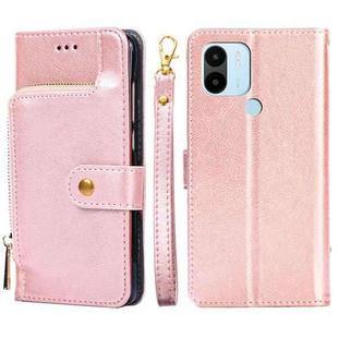 For Xiaomi Redmi A1+ 4G Zipper Bag Leather Phone Case(Rose Gold)